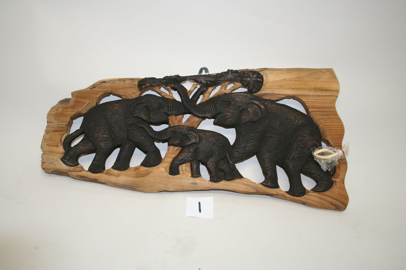 Carved Elephant Wall Hanging - 3 Elephants