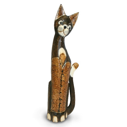 Tall Egg Shell Black Bali Cat - 80cm