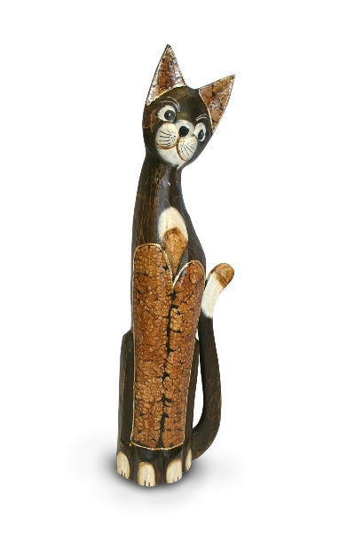 Tall Egg Shell Black Bali Cat - 60cm