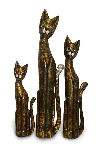 Tall Black Gold Bali Cat - 60cm