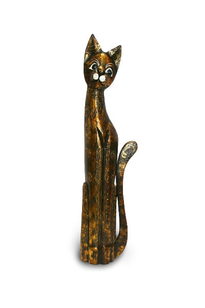 Tall Black Gold Bali Cat - 80cm