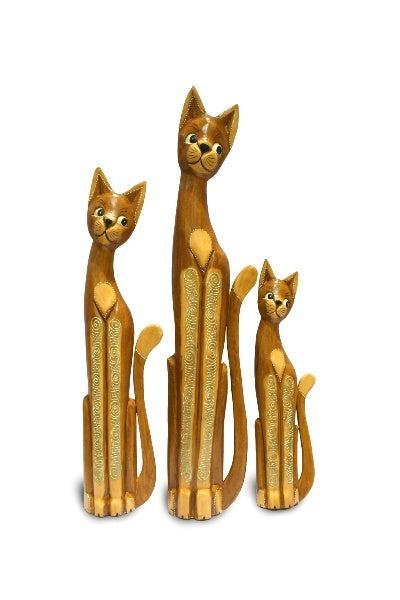 Tall Egg Shell Black Bali Cat - 80cm