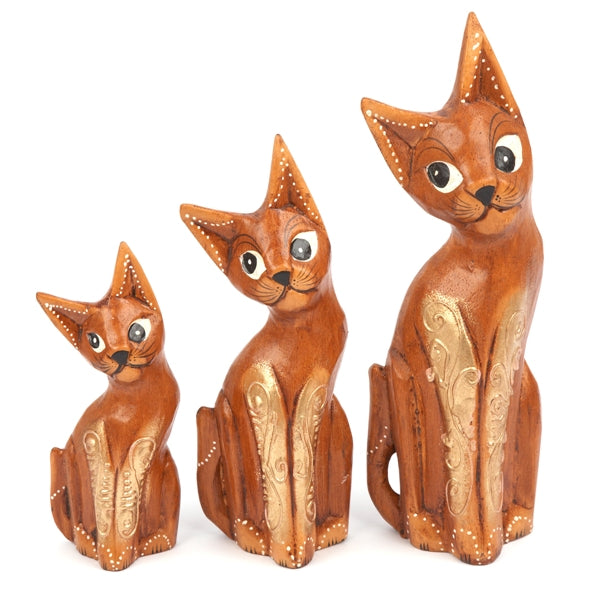 Natural Gold Cats - set of 3