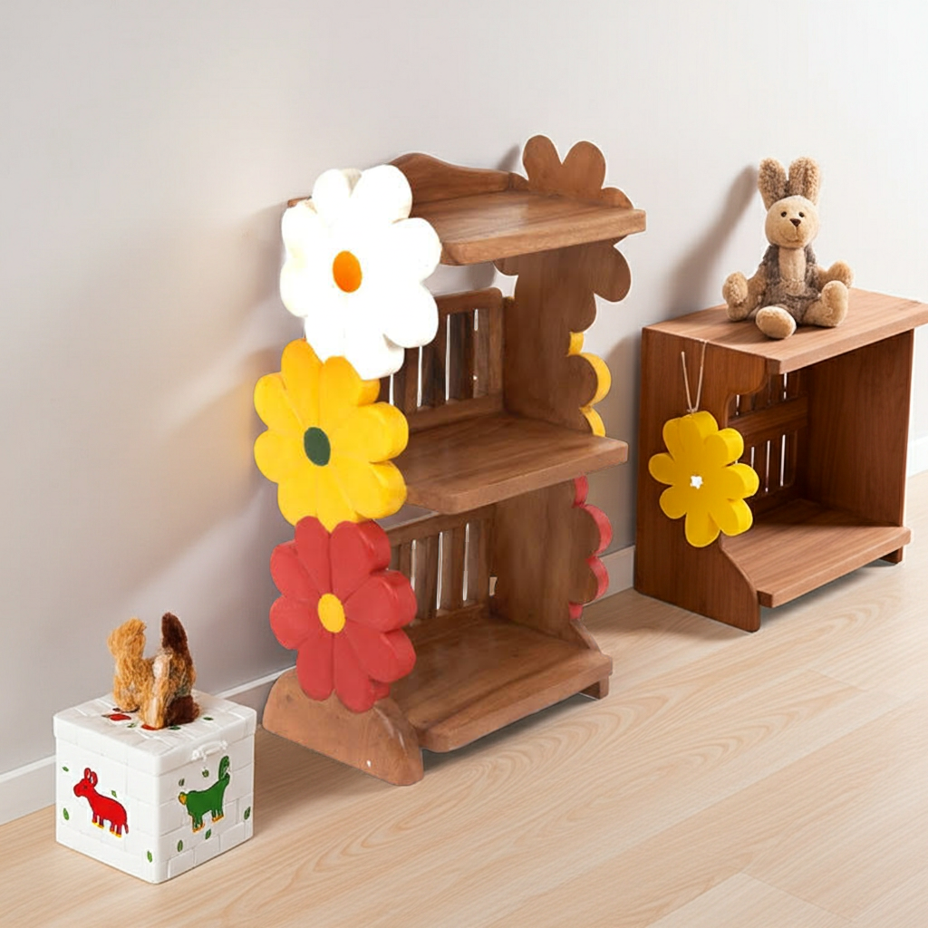 Childs Book Shelf with Flower Design