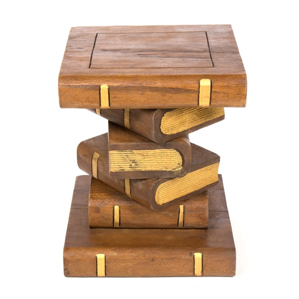 Book Stack Table - Waxed Gold
