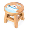 Kids Stool with Blue Boat Design