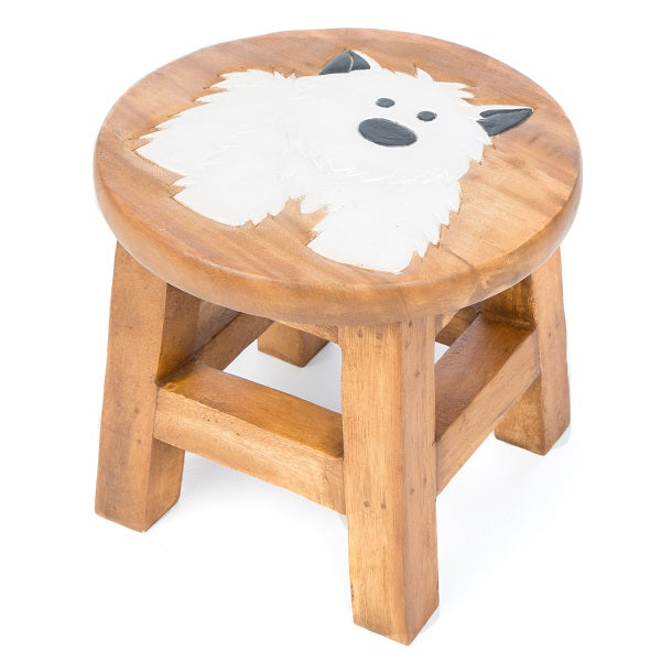 Childs Stool - White Dog