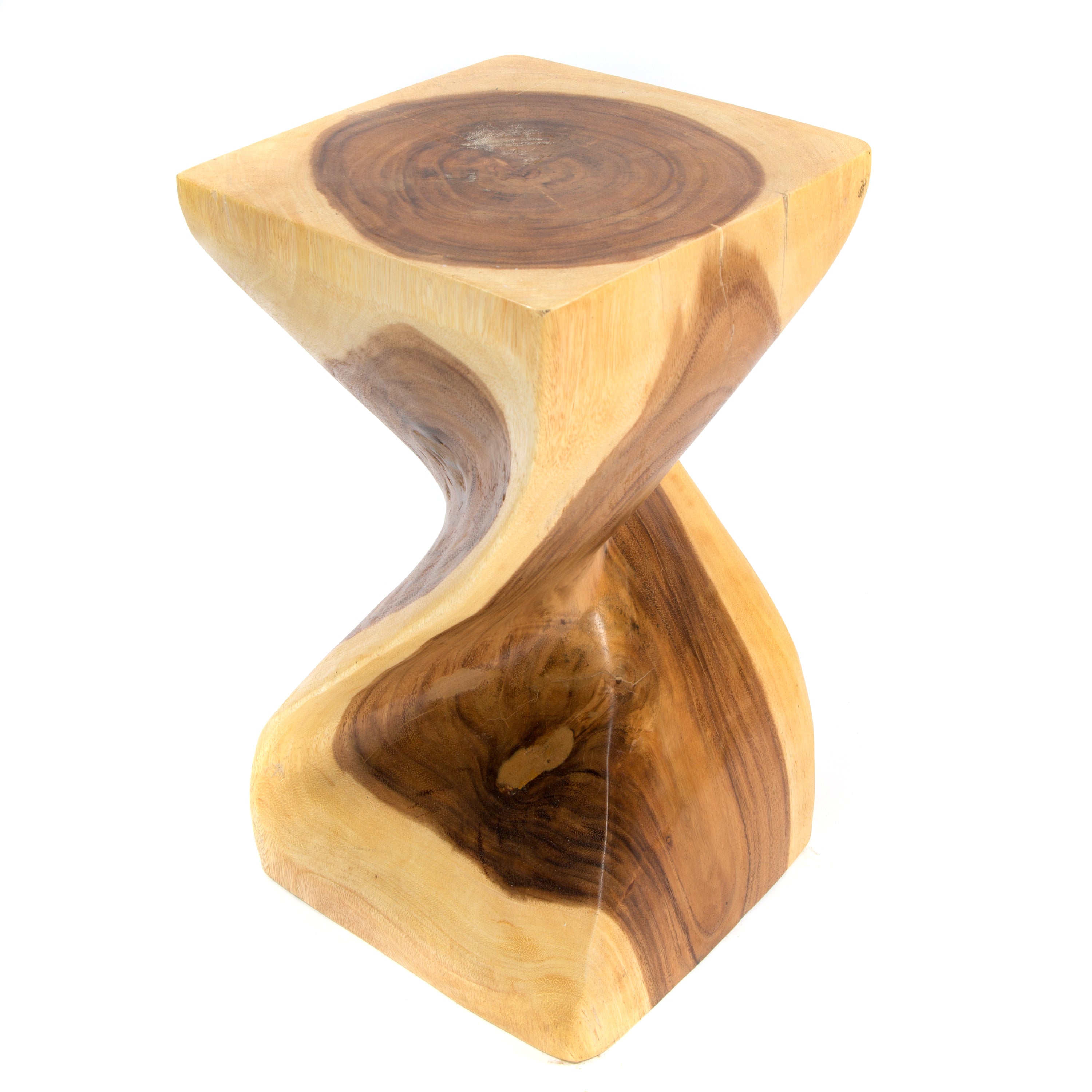 Solid Twist Wooden Stool - Clear