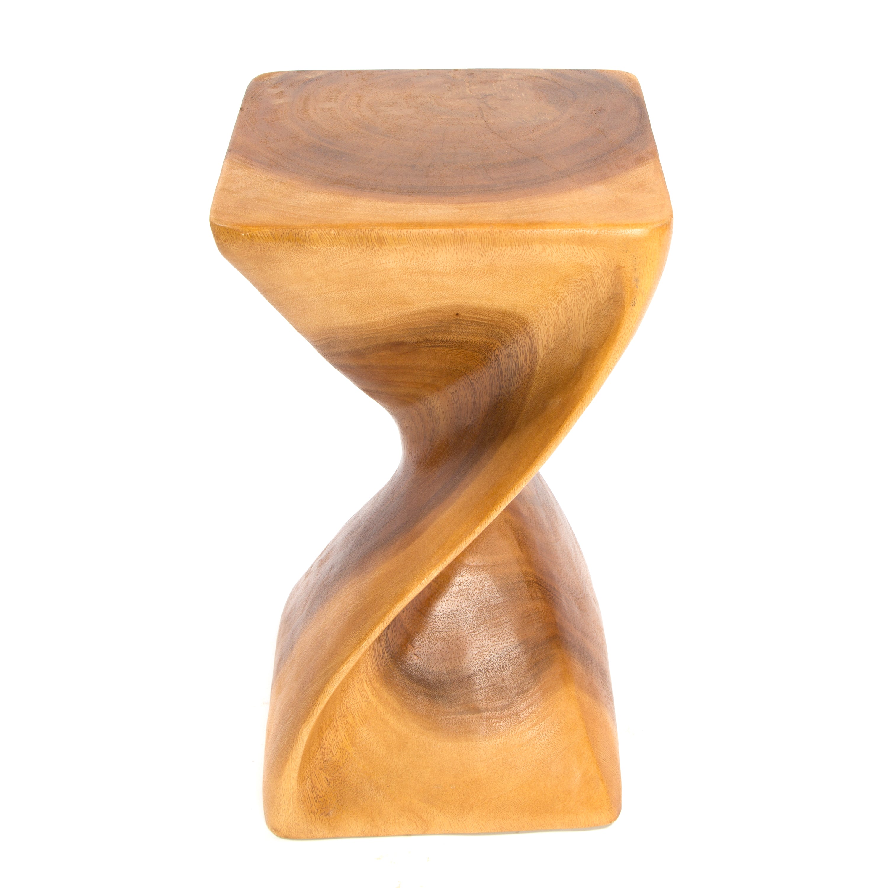 Solid Twist Wooden Stool - Honey