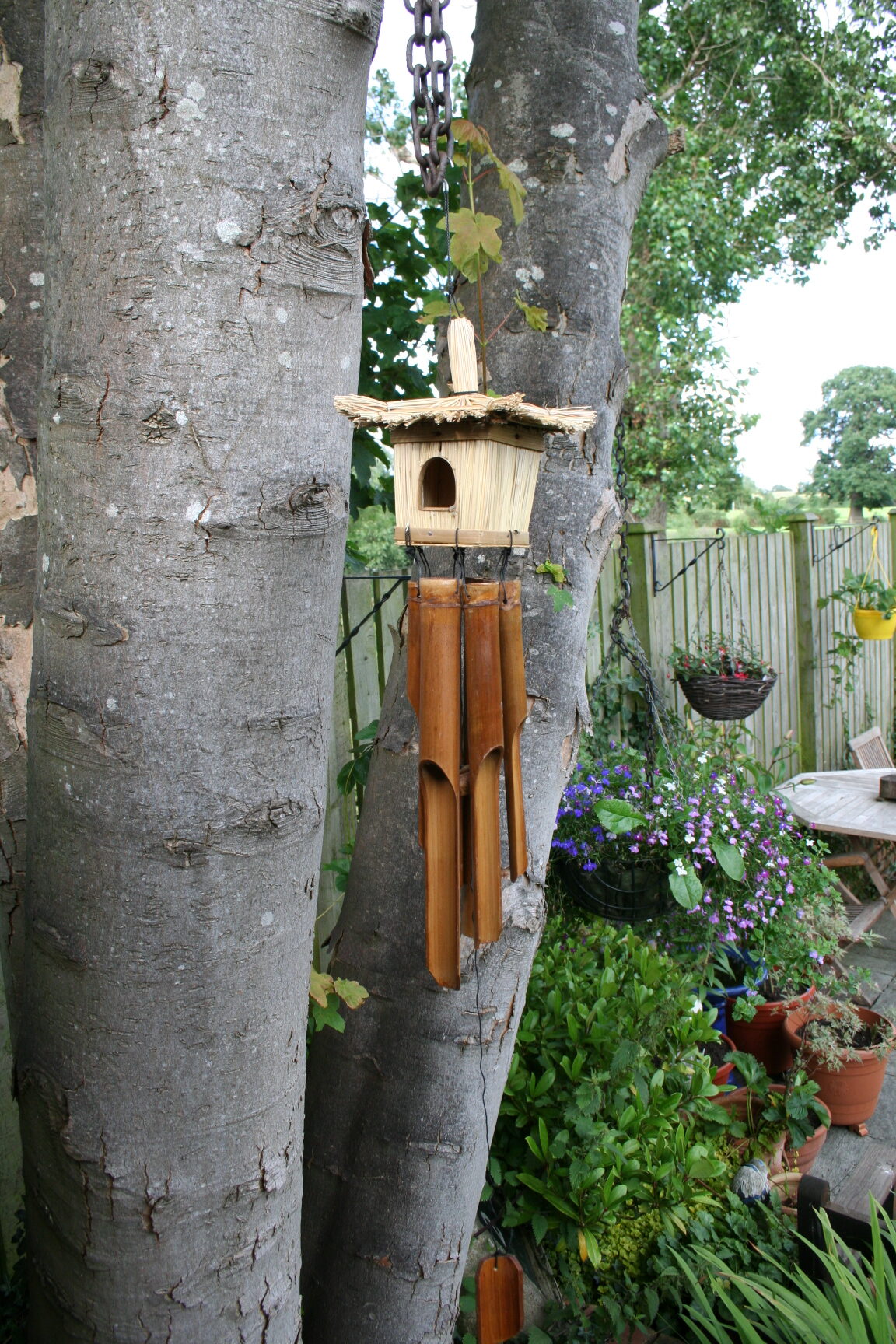 Square Bird House Bamboo Windchime