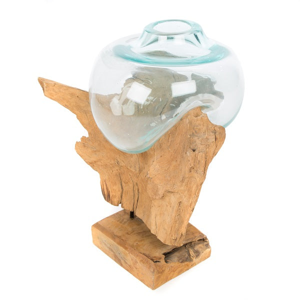 Glass Sculpture On Wood - Small