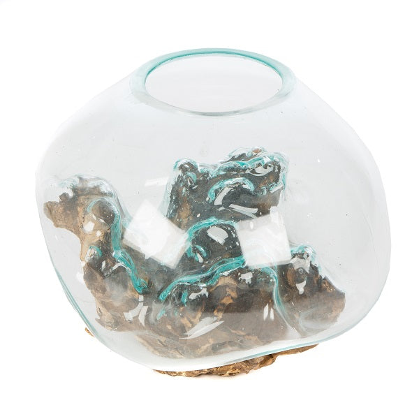 Glass Sculpture On Wood - L