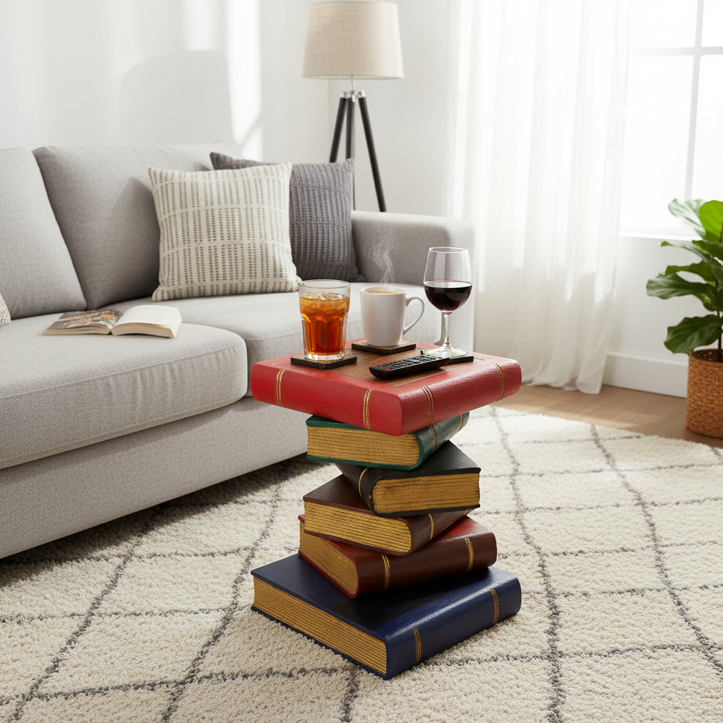 Book Stack Table - Painted Gold | Fairtrade Lifestyle