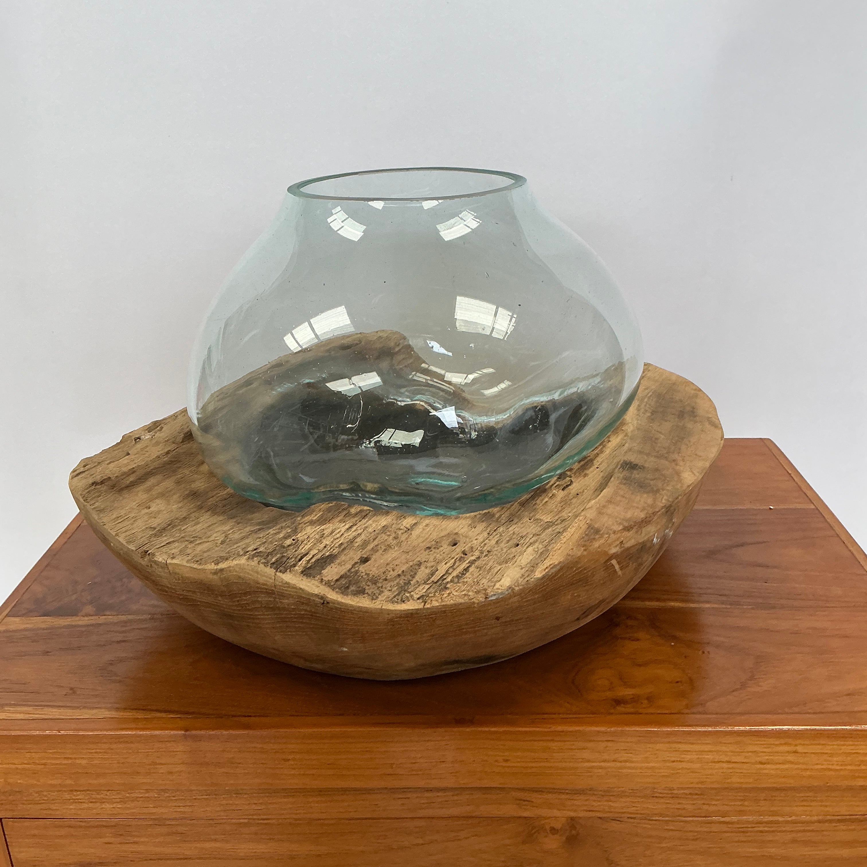 Large Glass Sculpture On Wood