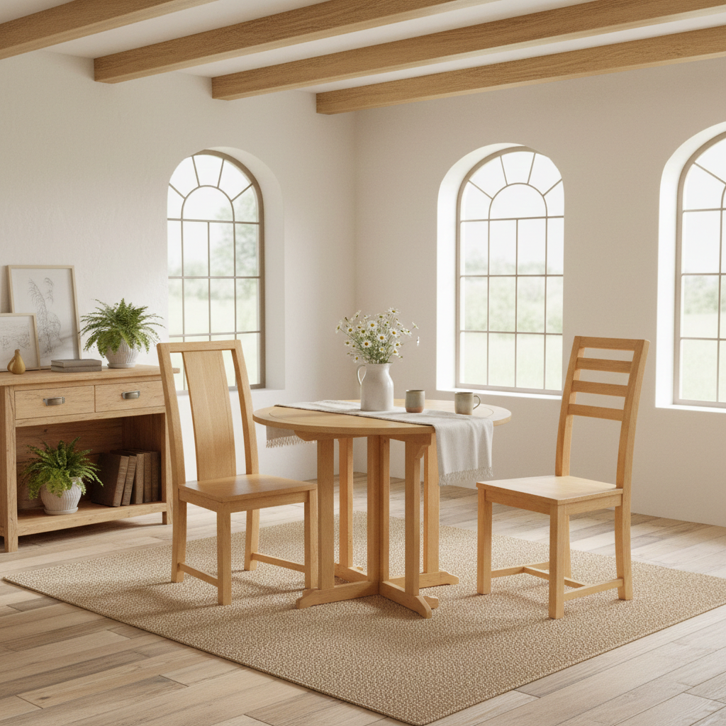 Accent Round Folding Table - Light Finish