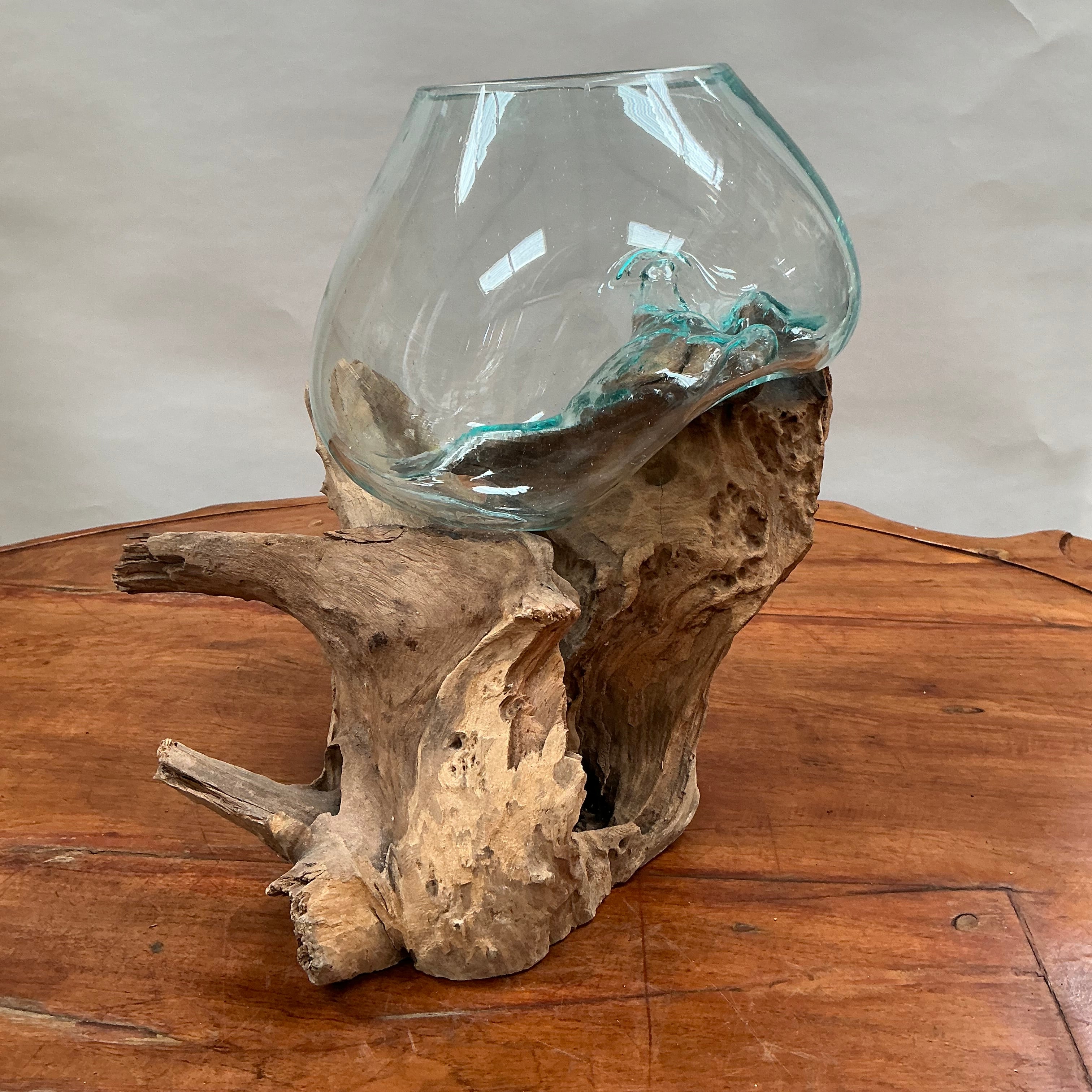 Glass Sculpture On Wood - HAG-051-10X