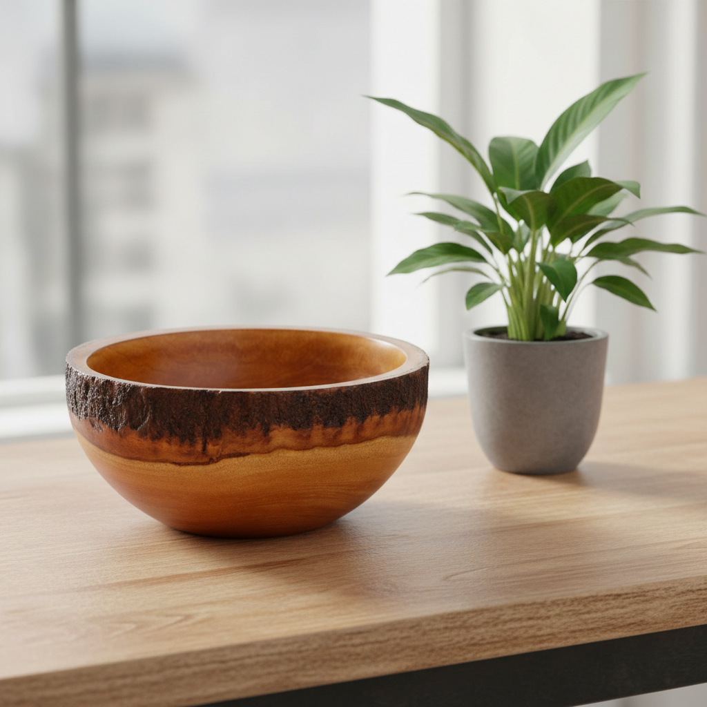 Natural Round Mango Wood Bowl - Large