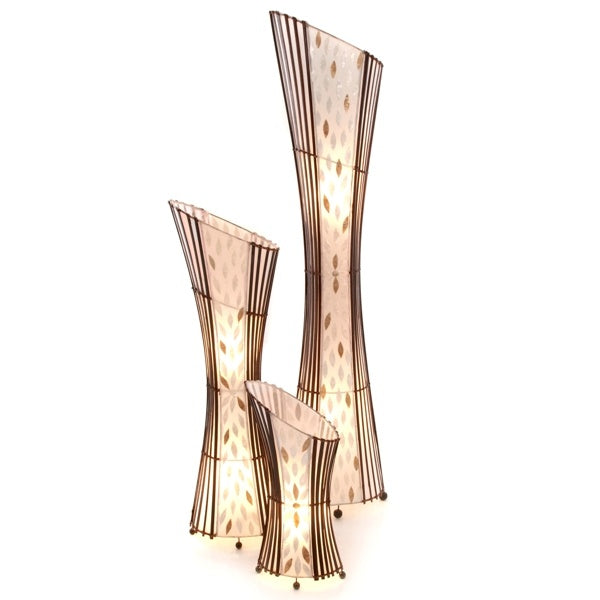 Oval Sexy Bamboo and Flower Shell Floor Lamp - 150cm
