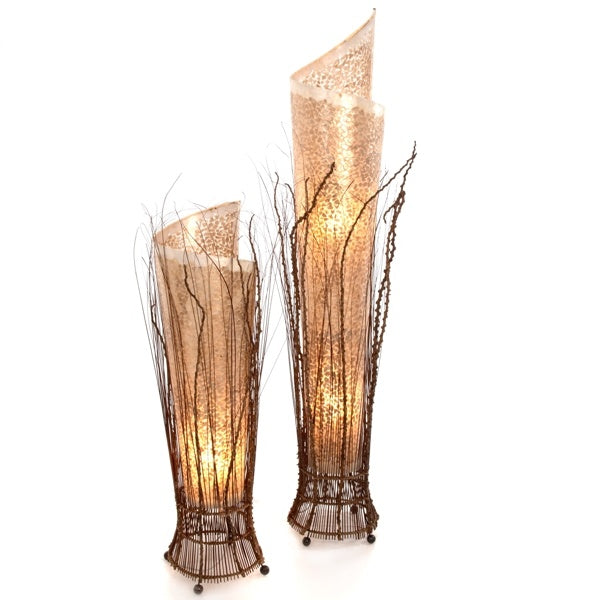 Shell and Twig Wrapped Floor Lamp - 100cm
