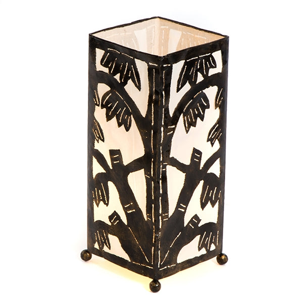 Metal Bamboo Motif 40cm Table Lamp - White