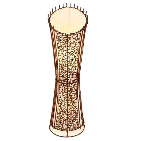 Round Rattan and Wicker Floor Lamp Top Cut - 100cm