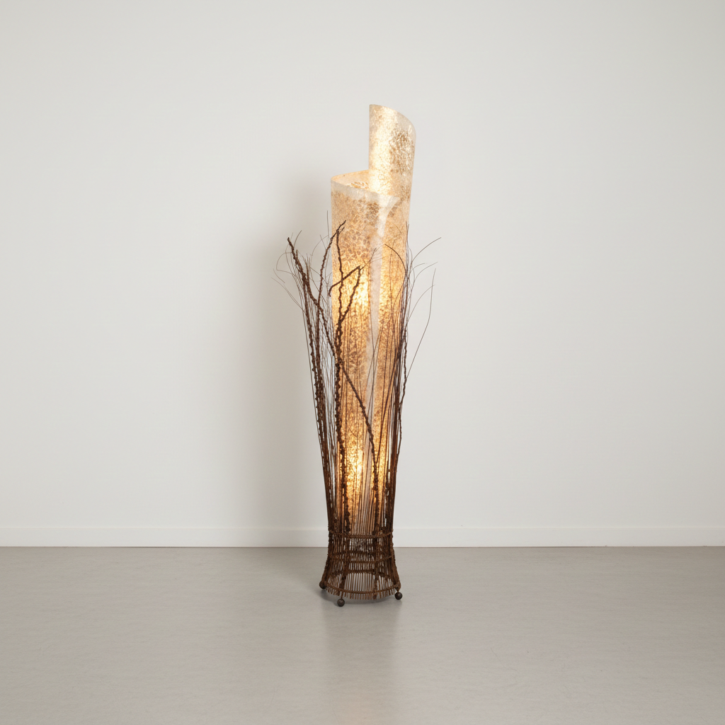 Shell and Twig Wrapped Floor Lamp - 150cm