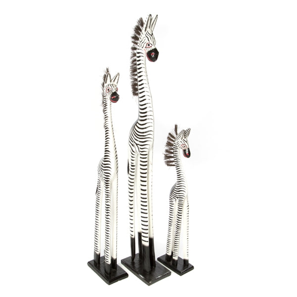 Fair Trade Wooden Standing Zebra Set of 3 Zebras