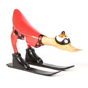 Red Skiing Bamboo Duck - 30cm - 2