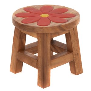 Childs Stool - Red Flower