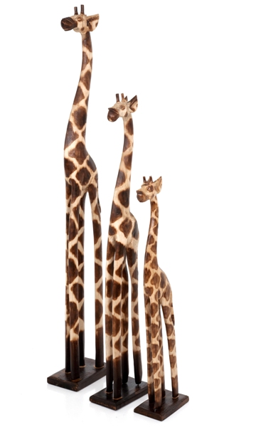 Set of 3 Fair Trade Wooden Giraffes