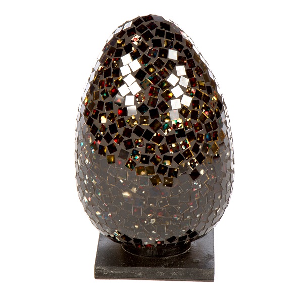 Mosaic Egg Lamp 20cm Black, Mosaic Egg Table Lamp