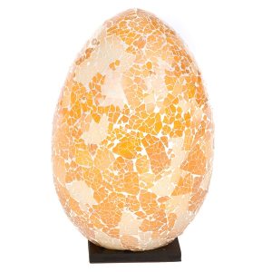 Mosaic Egg Lamp 28cm - White/Gold