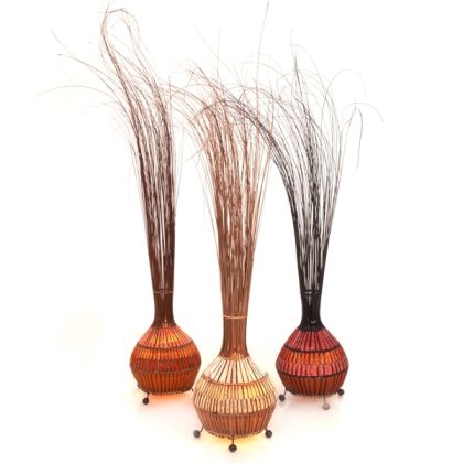 Natural Bali Rattan and Grass Onion Lamp - 100cm