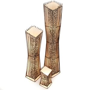 Square V Cut Top Rattan & Bamboo Table Lamp - 30cm