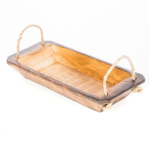 Natural Mango Tray with Rope Handel – Small